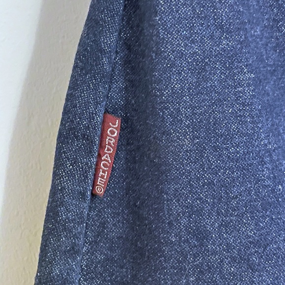 Vintage 1970s Jordache dark wash a-line midi denim skirt with front middle slit - Picture 3 of 12